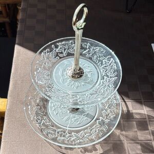 Crystal Clear Two-Tier Glass Serving Stand